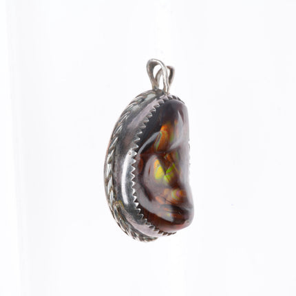 Vintage Navajo sterling silver Arizona Fire Agate pendant
