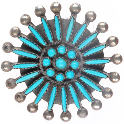 Sibert Bowannie Zuni sterling silver turquoise needlepoint/snake eye pendant/pin