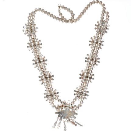 Abel Soseeah Zuni Sterling silver squash blossom style sunface station necklace