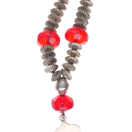 Mike Bird-Romero San Juan Pueblo sterling silver dragonfly beaded necklace