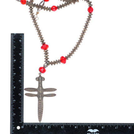 Mike Bird-Romero San Juan Pueblo sterling silver dragonfly beaded necklace