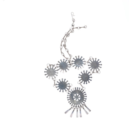 22.5" A Pablito Zuni sterling silver needlepoint turquoise cluster necklace