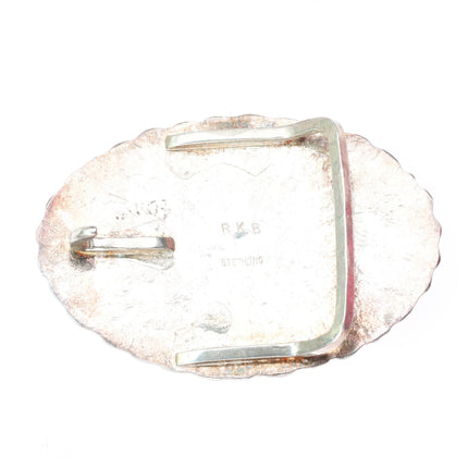 1.5" RKB vintage Southwestern modernist sterling silver rayed belt buckle