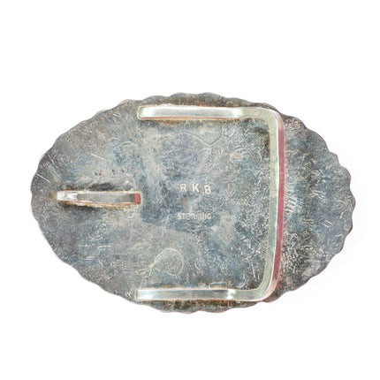 1.5" RKB vintage Southwestern modernist sterling silver rayed belt buckle