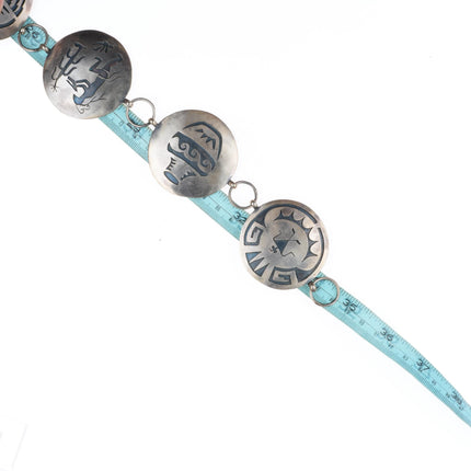 34.5" Vintage Navajo sterling silver link concho belt in the overlay style