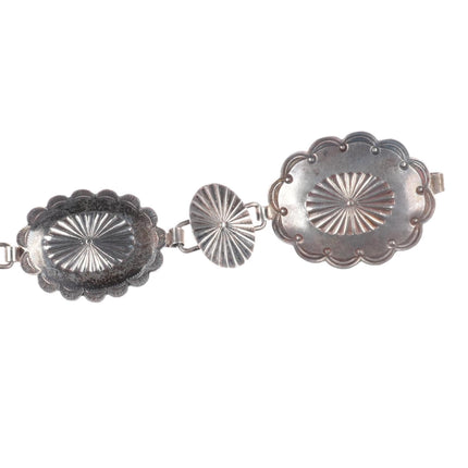 26" c1940's Vintage Navajo sterling silver deep stamped concho hatband/belt