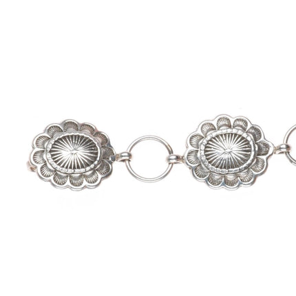 41.5" vintage Navajo sterling silver heavy link stamped concho belt