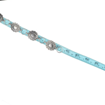 41.5" vintage Navajo sterling silver heavy link stamped concho belt