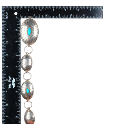 45.5" Vintage Stover Paul Navajo sterling silver turquoise link concho belt