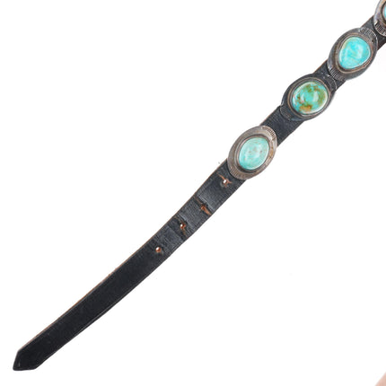 34" vintage Navajo sterling silver slim turquoise concho belt
