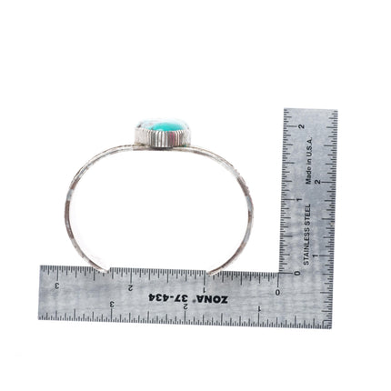 6.3" Henry Mariano Navajo sterling silver Yei cuff bracelet with nice turquoise