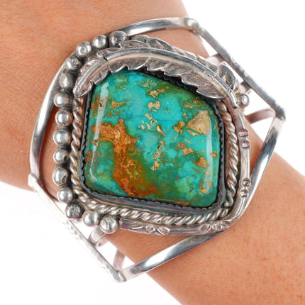 6.5" Vintage Navajo sterling silver Royston turquoise large cuff bracelet
