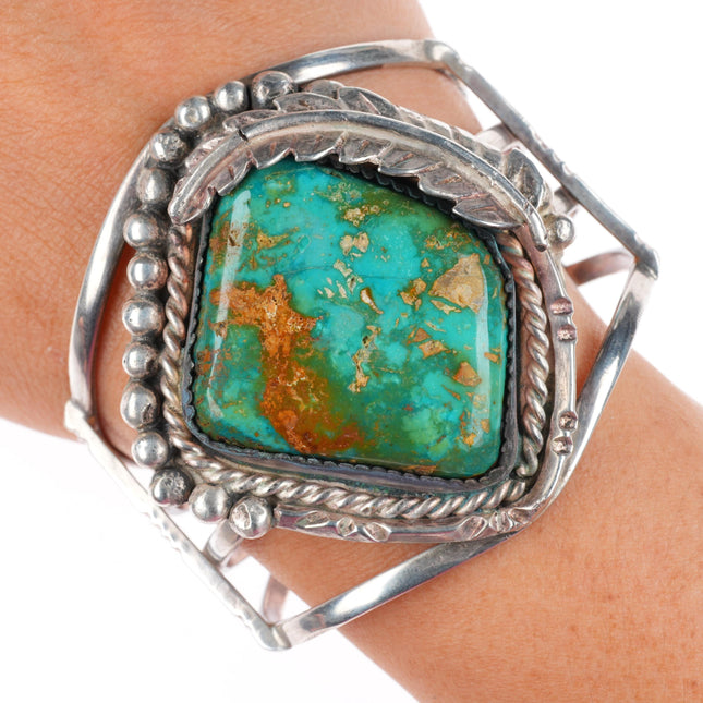 6.5" Vintage Navajo sterling silver Royston turquoise large cuff bracelet