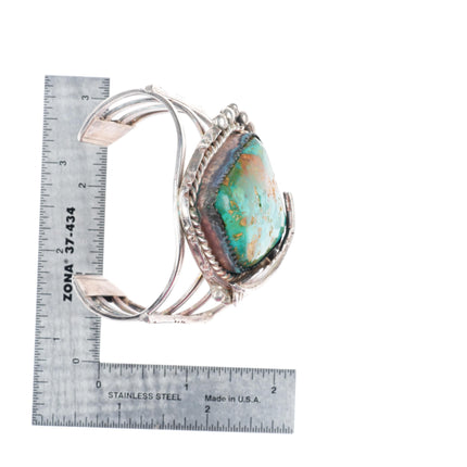 6.5" Vintage Navajo sterling silver Royston turquoise large cuff bracelet
