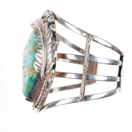6.5" Vintage Navajo sterling silver Royston turquoise large cuff bracelet