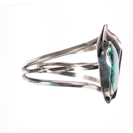 6.25" Lomahaftewa Hopi sterling silver modernist malachite cuff bracelet