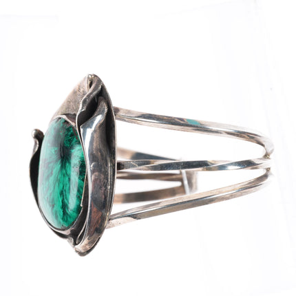 6.25" Lomahaftewa Hopi sterling silver modernist malachite cuff bracelet