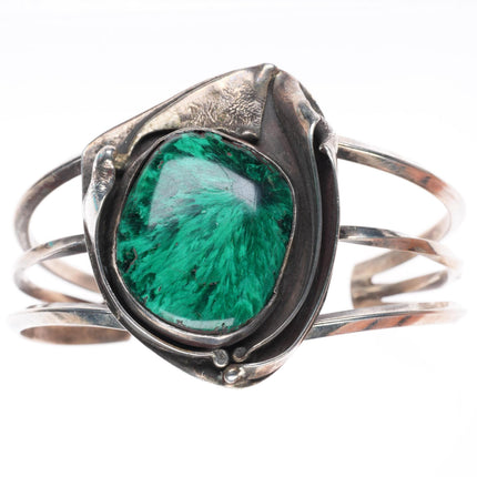 6.25" Lomahaftewa Hopi sterling silver modernist malachite cuff bracelet