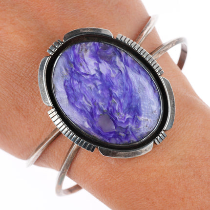 7" vintage Navajo sterling silver purple Charoite cuff bracelet