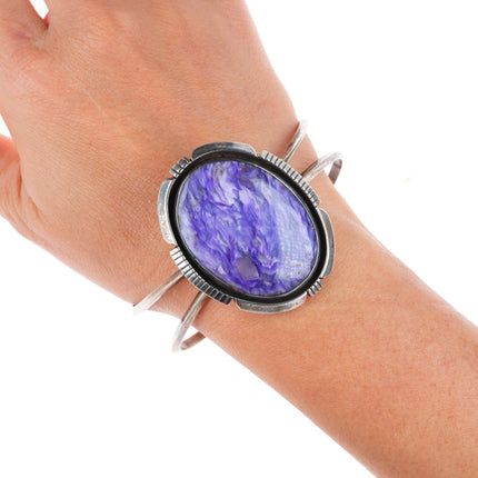 7" vintage Navajo sterling silver purple Charoite cuff bracelet