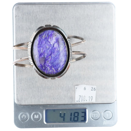 7" vintage Navajo sterling silver purple Charoite cuff bracelet