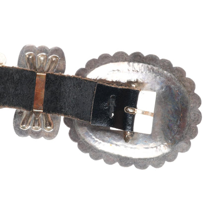 42" Vintage Navajo sterling silver butterfly concho belt with turquoise