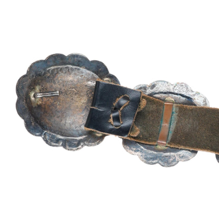 35.5" 1950's vintage Navajo sterling silver Morenci turquoise concho belt