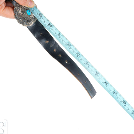 35.5" 1950's vintage Navajo sterling silver Morenci turquoise concho belt