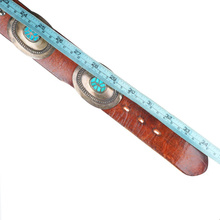 34" vintage Navajo sterling silver blue gem turquoise inlay concho belt