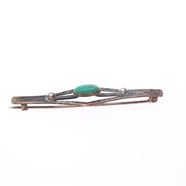 1930's vintage Navajo Fred Harvey style sterling silver turquoise pin/brooch