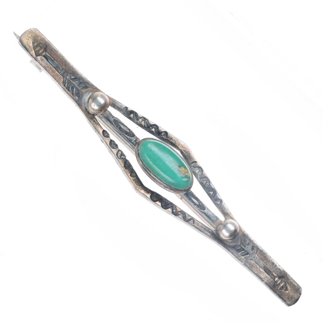 1930's vintage Navajo Fred Harvey style sterling silver turquoise pin/brooch