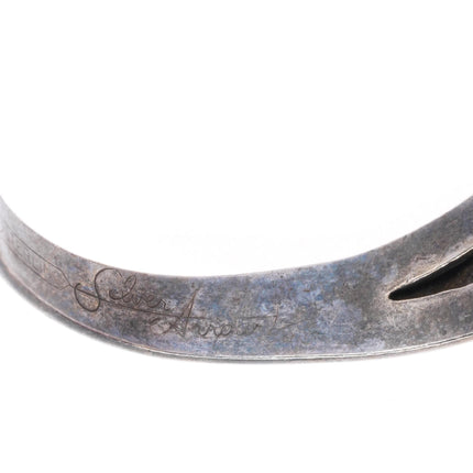 6.25" c1930-40's Fred Harvey Style Silver Arrow cuff bracelet with turquoise