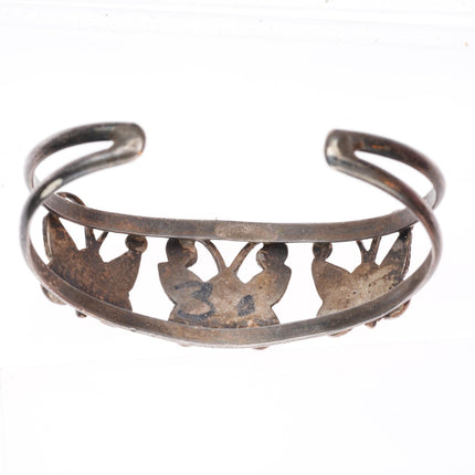 6" vintage Zuni sterling silver turquoise, jet, shell butterfly cuff bracelet