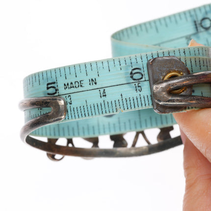 6" vintage Zuni sterling silver turquoise, jet, shell butterfly cuff bracelet