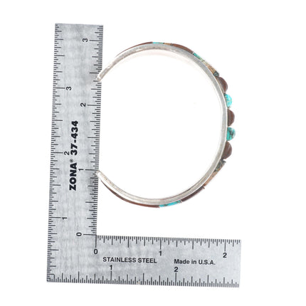 6.5" Vintage Native American sterling silver turquoise/ironwood cuff bracelet