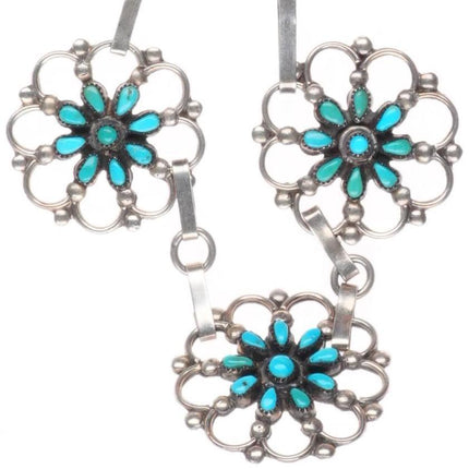 16" Vintage Zuni sterling silver wagon wheel design petit point cluster necklace