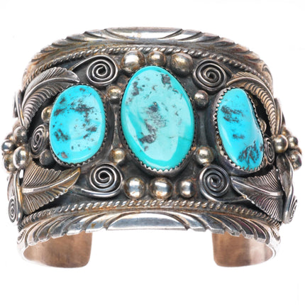6.75" Big H Spencer Navajo sterling silver Kingman turquoise cuff bracelet