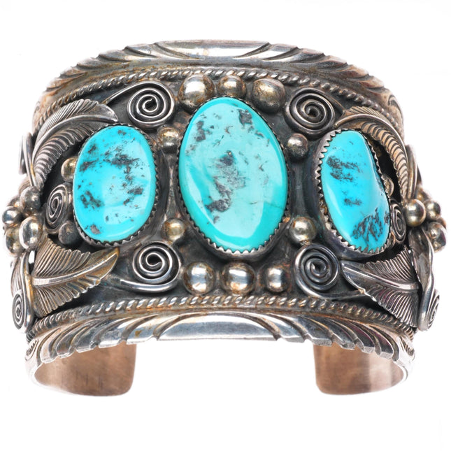 6.75" Big H Spencer Navajo sterling silver Kingman turquoise cuff bracelet