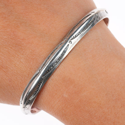 6.5" Antique Navajo ingot silver Rattlesnake rattles carinated cuff bracelet