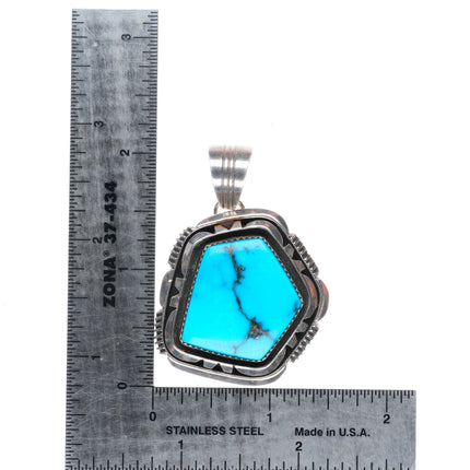 Will Denetdale Navajo high grade turquoise sterling silver necklace pendant