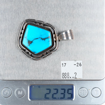 Will Denetdale Navajo high grade turquoise sterling silver necklace pendant