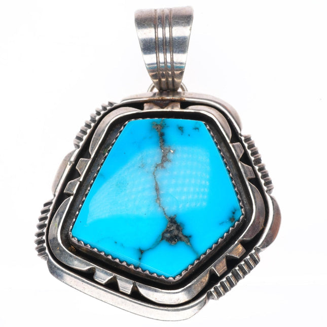 Will Denetdale Navajo high grade turquoise sterling silver necklace pendant