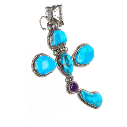 Billy Jaramillo southwestern sterling silver-turquoise-sugilite dragonfly pendant