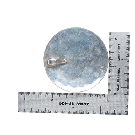 large Judy Wallace Zuni sterling silver Blue Gem turquoise bird inlay pendant