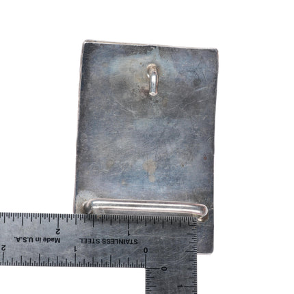 1.5" Vintage Navajo sterling silver rectangle belt buckle with turquoise