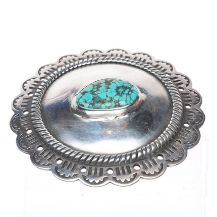 1.5" Federico Jiménez southwestern sterling silver belt buckle w/ nice turquoise