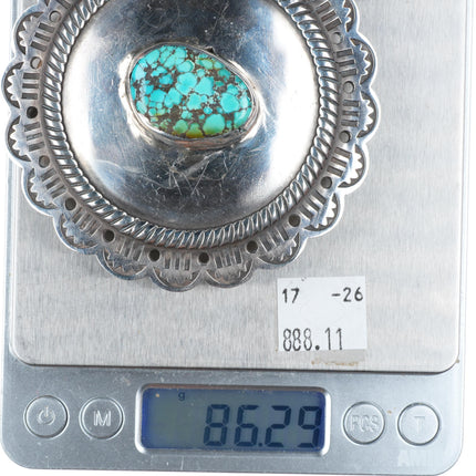 1.5" Federico Jiménez southwestern sterling silver belt buckle w/ nice turquoise
