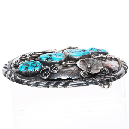 1.75" Fred James Navajo sterling silver turquoise belt buckle with turquoise