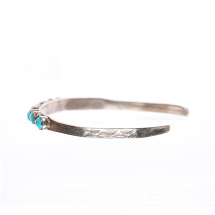 6.5" 1930's Zuni sterling silver stacker snake eye turquoise row cuff bracelet