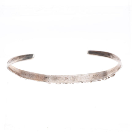 6.5" 1930's Zuni sterling silver stacker snake eye turquoise row cuff bracelet
